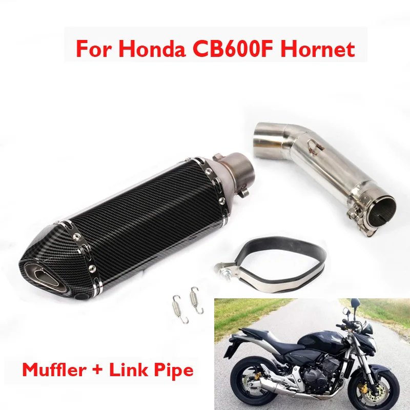 

Motorcycle Exhaust Tip Muffler Escape 51mm Silencer Connect Link Pipe Middle Tube Slip on Pipe for Honda CB600F Hornet