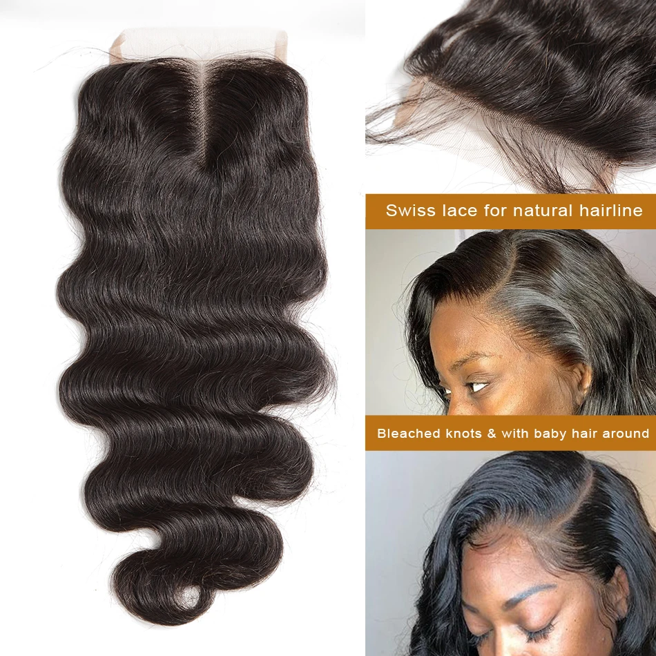 Tissage en Lot Brésilien Remy Naturel Body Wave avec Closure, 4x4 5x5, 6x6