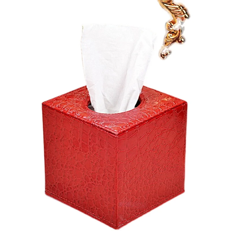 

Simple PU Leather Croco Grain Tissue Box