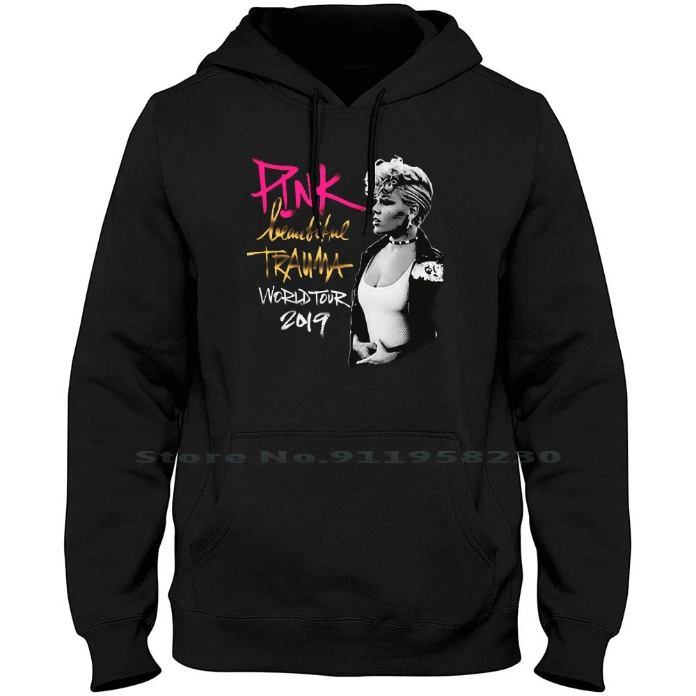 Pink Beautiful Trauma World Tour Hoodie Sweater Cotton Illustration Beautiful Halloween Popular World Trend Party Tour Beau Pink