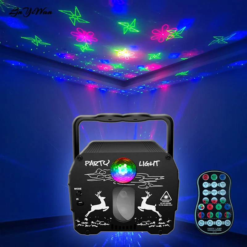 

Laser light brush screen pattern stage light Christmas party atmosphere light KTV bar music rhythm light