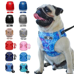 Nylon Reflective Dog Cat Harness Vest Mesh Breathable French Bulldog Harness Puppy Small Medium Dogs Cats Harness Pet Walking