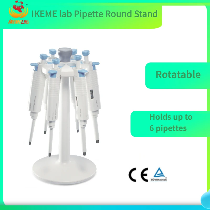 IKEME laboratory Pipette Holder Free Rotation Round Stand Holds up To 6 Pipettes