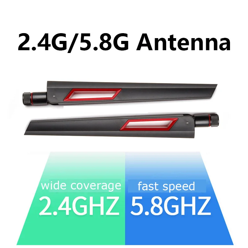 Antenne WIFI 12dBi pour les touristes, 2.4G 5.8G RP SMA mâle, antenne universelle pour routeur ASUS AC68U AC88U, amplificateur de carte sans fil, 2 pièces