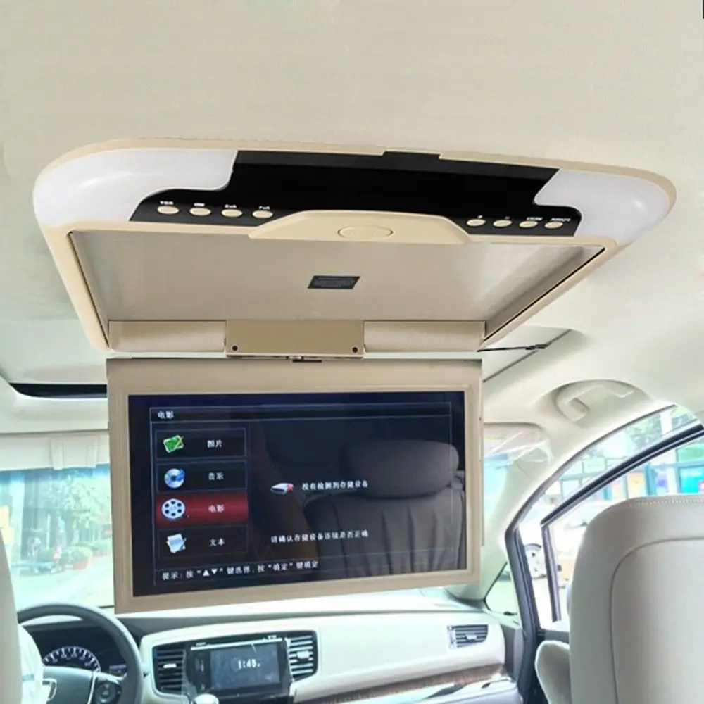 13 Inch Car Monitor DC 12V Car Ceiling Monitors Roof Mounted Flip Down Monitor Beige/Black/Grey Color For SUV/MPV No USB