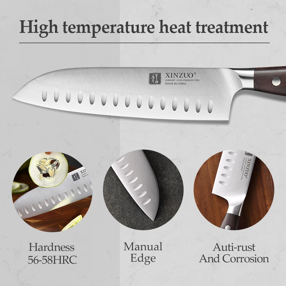 Набор профессиональных ножей XINZUO из 7 предметов, немецкий кухонный набор из 1.4116 кухонных ножей из нержавеющей стали, лучший кухонный