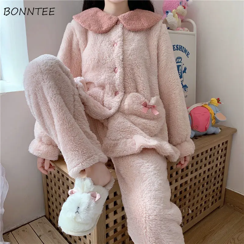 Pajama Sets Women All-match Leisure Popular Daily Winter Hot Selling Sweet Girls Homewear Korean Version Preppy Style Classic