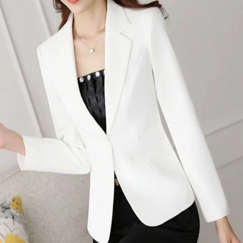 (made by yihaodi) 20212spring and Autumn New Korean Mini suit women\'s long sleeve short slim casual temperament White Mini suit