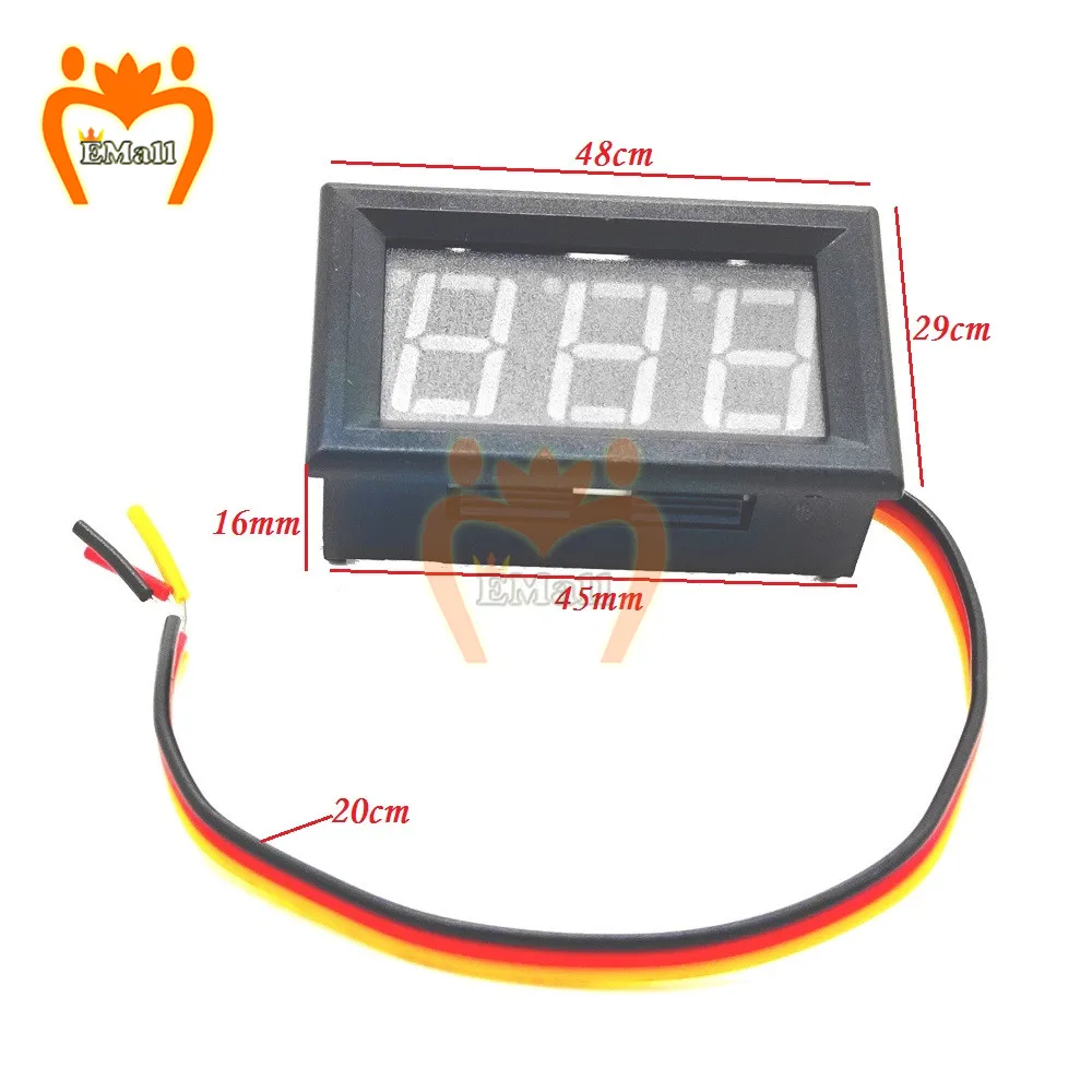 0-300V DC 4.5V to 30V Mini Digital Voltmeter Voltage Panel Meter Tester Red/Blue/Green For 6V 12V Electromobile Motorcycle Car