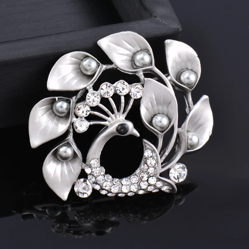 LEEKER Women Vintage Flowers Brooches Pins With Big Gray Imitation Pearl Female Jewelry Accessories ZD1 LK7