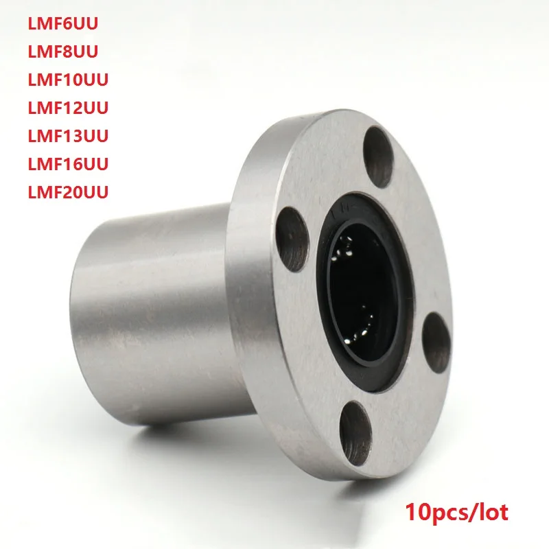 

10pcs/lot LMF6UU LMF8UU LMF10UU LMF12UU LMF13UU LMF16UU LMF20UU linear ball bearings flanged linear motion bearings