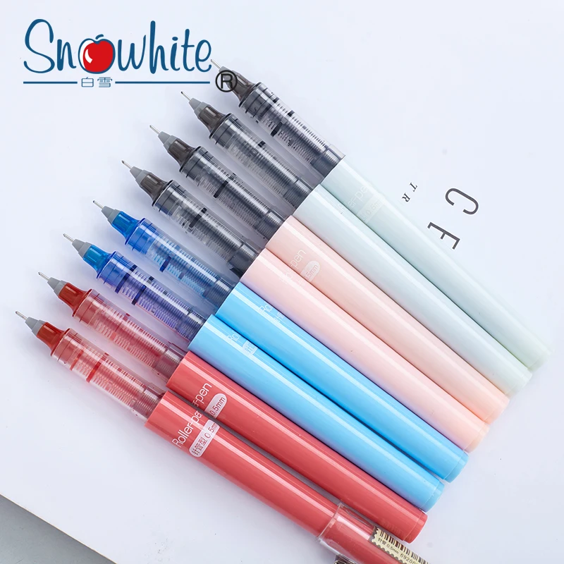 12PCS Snowhite 0.38 Direct-fluid-roller Pen Students Gel Pen Signing Pen Exam Special Pen