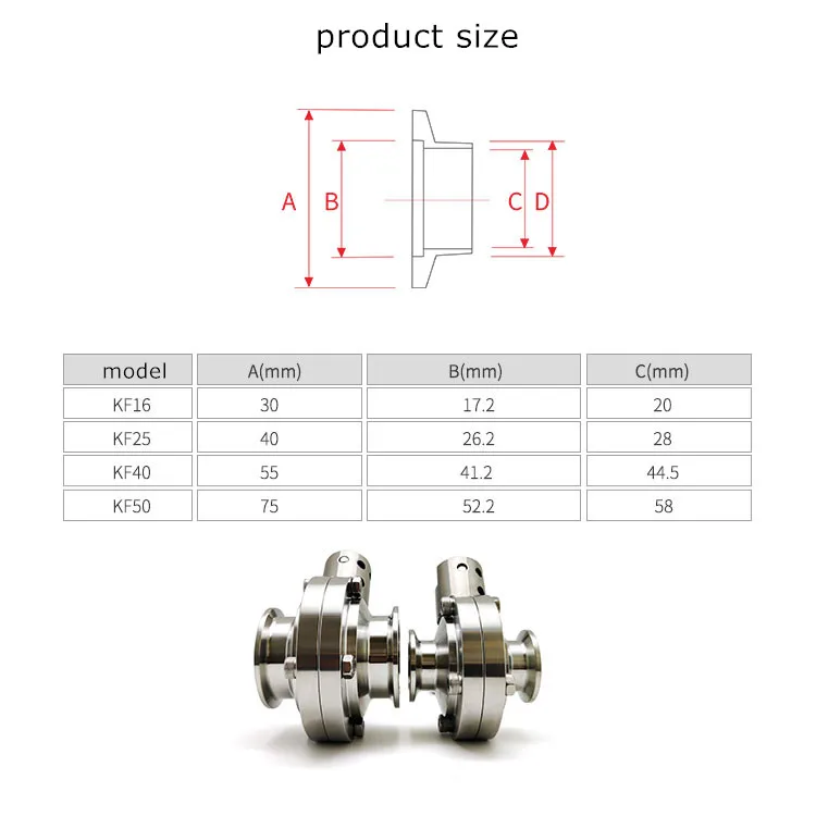 Imagem -03 - Válvula de Vácuo Instalação Rápida Válvula Borboleta 304 Resistente à Corrosão Válvula Manual Kf16 Kf25 Kf40 Kf50 Aço Inoxidável kf