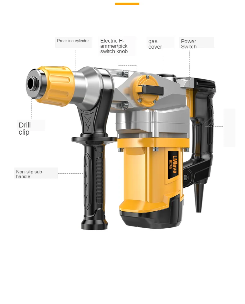 High Power Heavy Impact Electric Hammer 2580W 220V Concrete Breaker 30S Quickly Breaks The Wall 360 Degree Rotary Power Tools