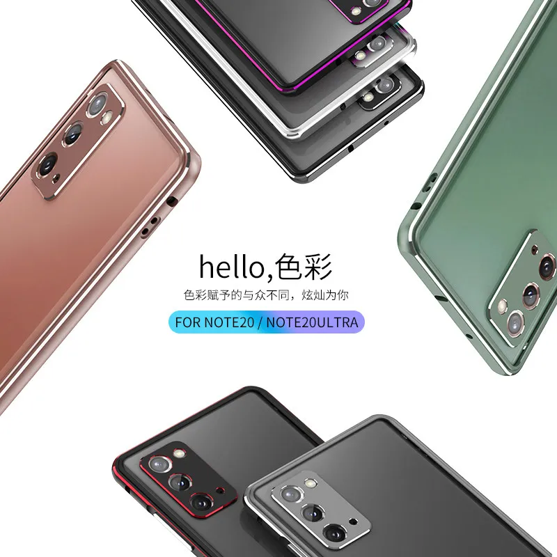 Metal Bumper Frame For Samsung Galaxy Note 20 Ultra Case Aluminum Dual color Luxury Metal Phone Cover+ carmera Accessories