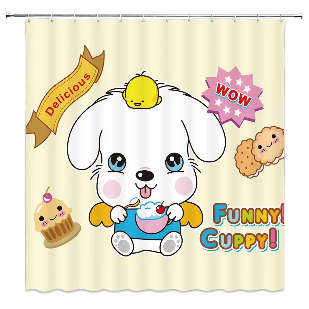 Eco-friendly Cartoon Child Baby Lovely Shower Curtains Polyester High Quality Washable Bath Decor 180*200CM Curtains With Hooks