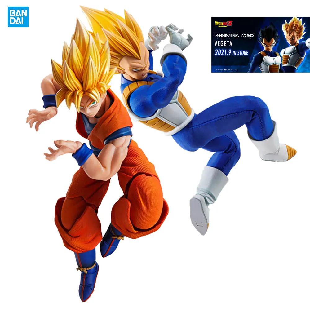 

Bandai Original Anime Figure Dragon Ball Z Super Saiyan Goku Vegeta Imagination Works 17Cm Collectile Model Action Figure Toys