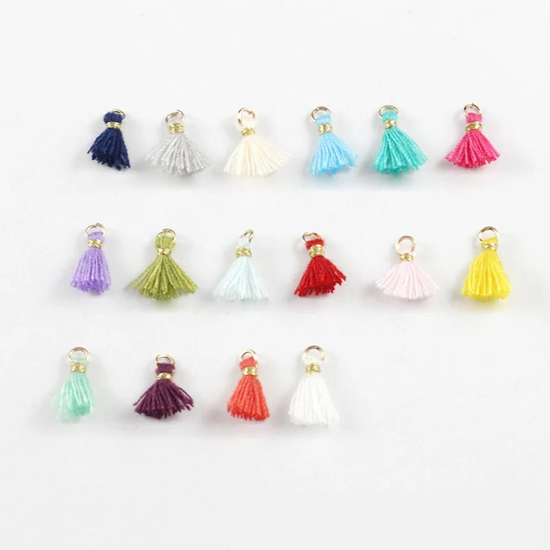 100Pcs 10mm Mini Hanging Ring Tassel Trim Pendants DIY Craft Arts Jewelry Earrings Decor Materials Accessories Small Fringe Trim