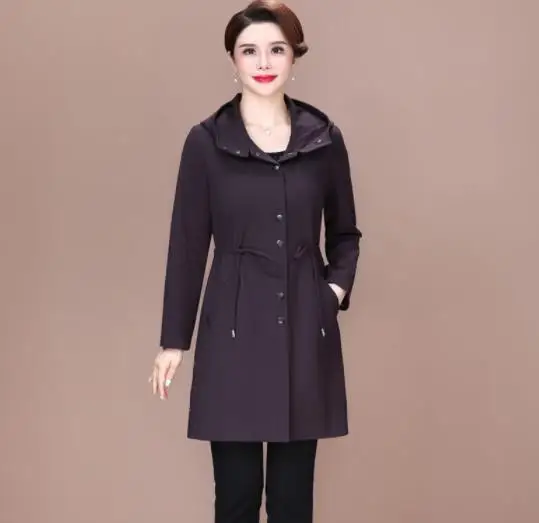 Women\'s Windbreaker 2025 New High Quality Jacket Female Spring Autumn Temperament Slim Middle Aged Mother Trench Coat XL-5XL