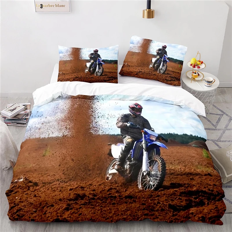 Stunt Off-road Motorcycle 3d Printed Bedding Set Duvet Cover Set with Pillowcase Twin Full Queen King Size Bedclothes Bed Linen