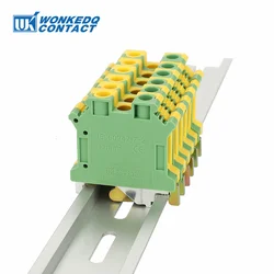 USLKG10N Ground Modular Screw Terminal Block Earth For UK-10N, 10 mm² Wire Electrical Din Rail Connector USLKG10 USLKG-10N