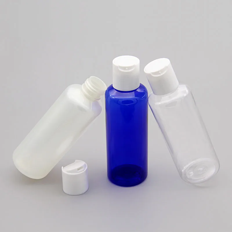 150ml 36pcs blue peal white transparent empty plastic shampoo PET bottle with white disc top cap, cream/essential oil bottles