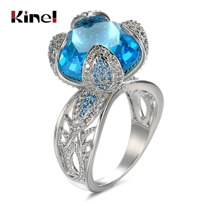 Kinel Vintage Bridal Wedding Ring Lucky Tree Punk Gun Black Mosaic Red Zircon Stone Finger Rings For Women Drop Shipping