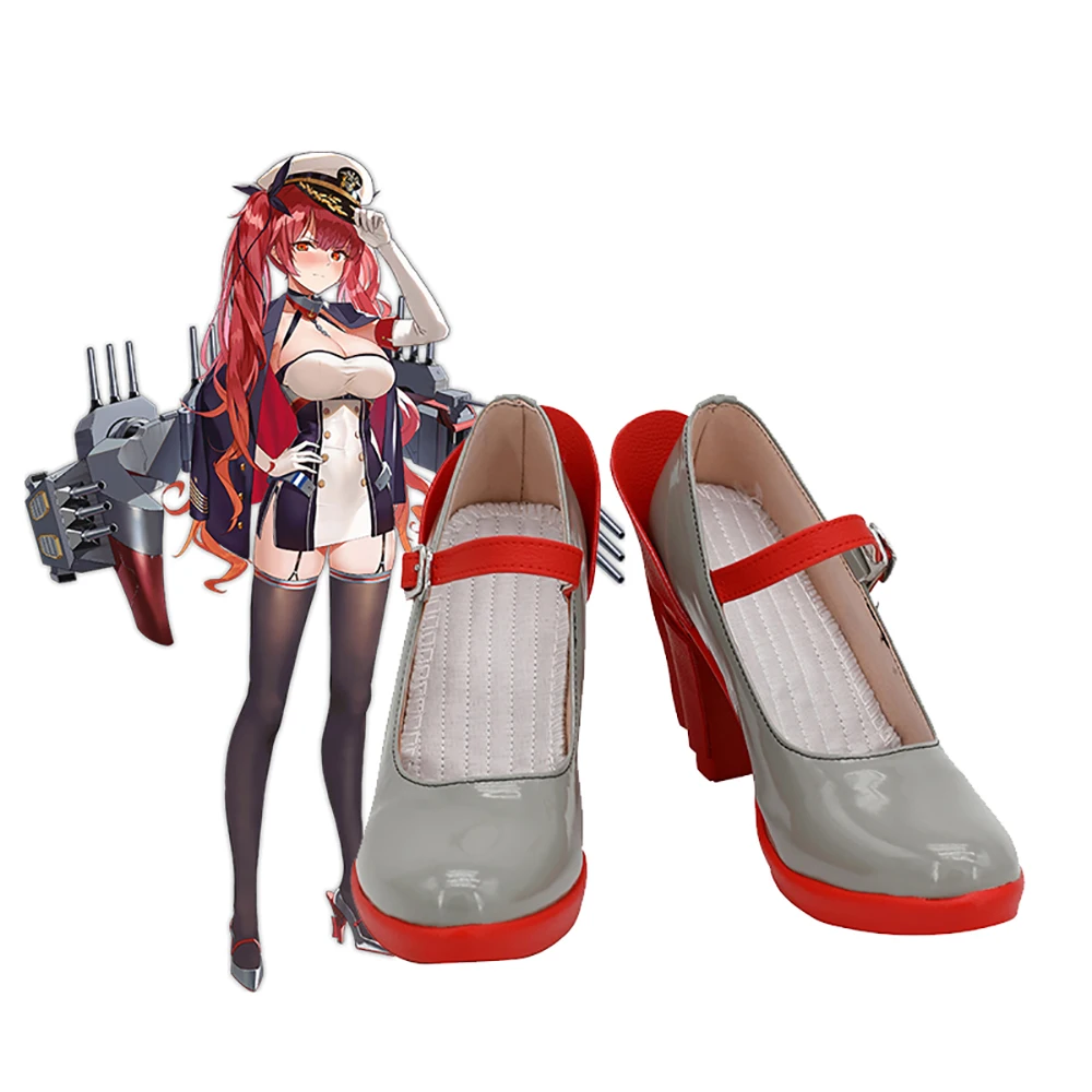 Honolulu Shoes Cosplay Azur Lane USS Honolulu Cosplay Boots High Heel Shoes for Unisex