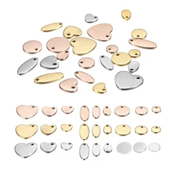 10/20Pcs Rose Gold Stainless Steel Pendant Dog Tag Heart-Shaped Water Drop Pendant Charms for DIY Jewelry Making Supplies