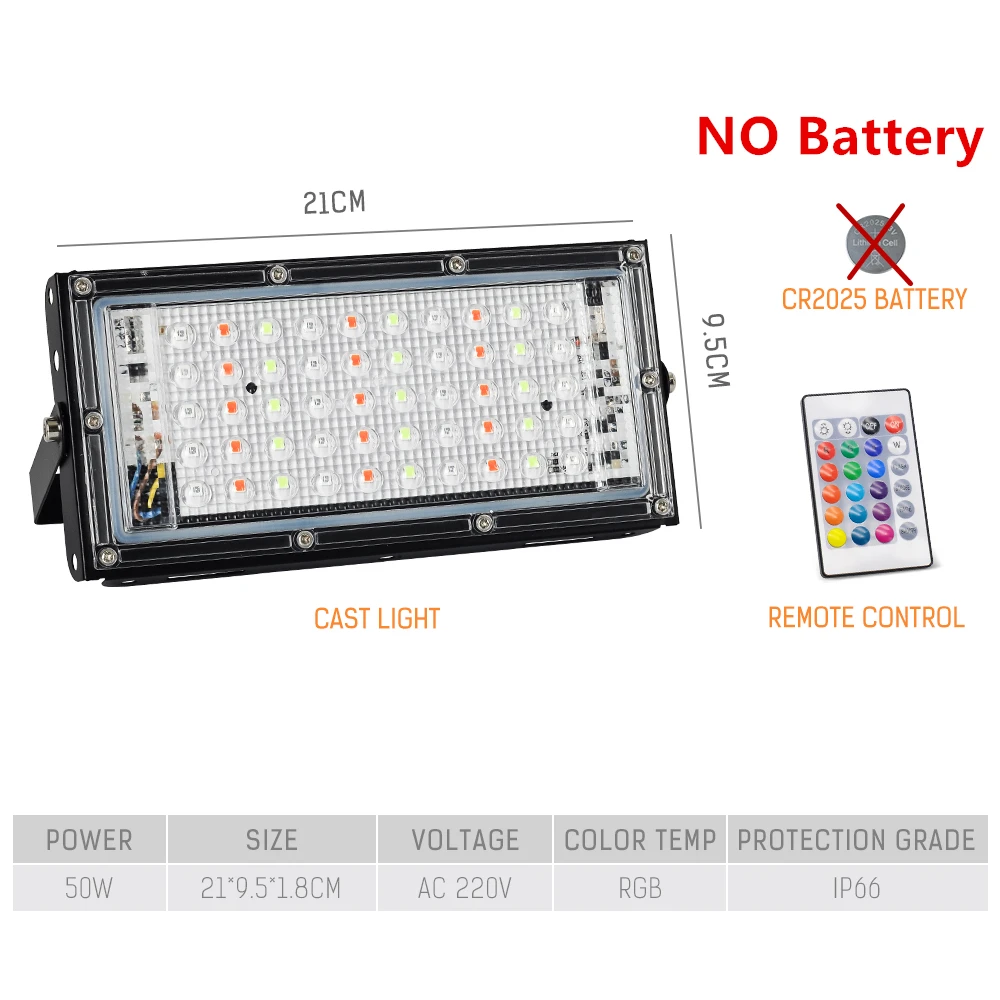 LED Flood light 50W Waterproof RGB LED spotlight projector 220V 230V 240V LED Streetlight FloodLight Refletor Landscape lighting