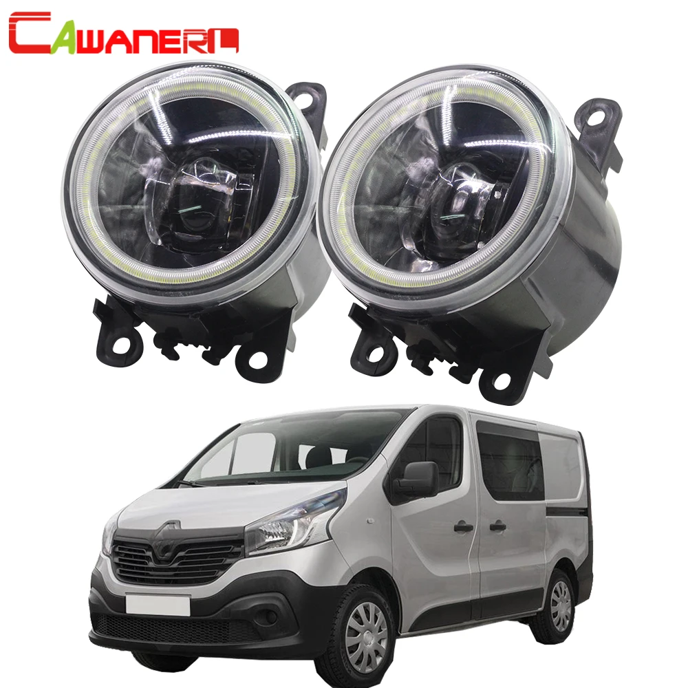 Cawanerl For Renault Trafic 2.5L L4 Diesel Turbocharged 2003-2006 Car LED Fog Light Angel Eye DRL Daytime Running Light 12V