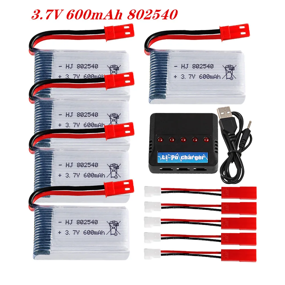 3.7v 600mAh Lipo Battery And Jst Plug For 1315S HJ819 HJ818 509W DFDF161 X400 X500 X800 RC Quadcopter Drone Spare Part 802540