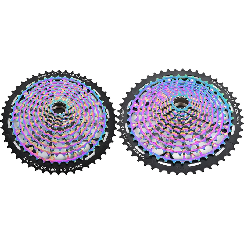 

MTB 11 12 Speed 9-50T XD Cassette Ultimate Rainbow Steel Mountain Bike Durable Sprocket Ultralight Colorful Bicycle Freewheel