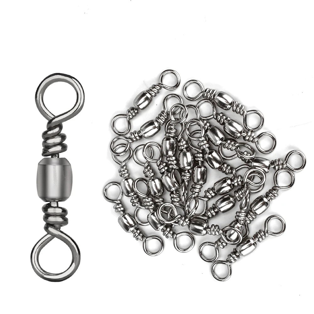 DNDYUJU 50pcs Fishing Barrel Bearing Rolling Swivel Solid Ring Stainless Steel Fish Hooks Lures Fishing Connector