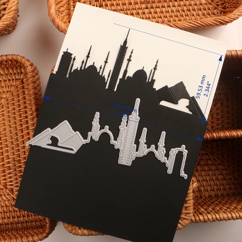 DUOFEN METAL CUTTING DIES world travel city skyline landmark Paris London NewYork stencil DIY Scrapbook Paper Album 2021 new