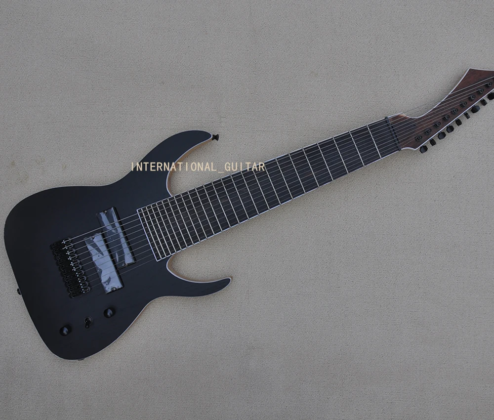 10 Strings Matte Black Electric Guitar with 24 Frets,Rosewood Fretboard