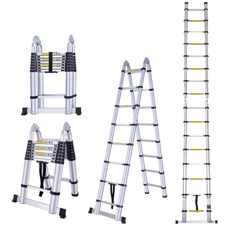 Imagem -06 - Escada Herringbone Portátil para Extensão Dobrável Doméstica Escadas de Alumínio Escada Reta Telescópica 1.6m Mais 1.6m 1.9 m Mais 1.9 m