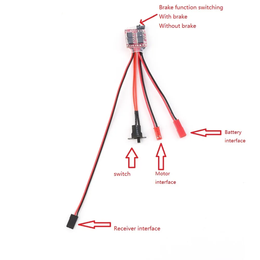 RC Mini 20A ESC Motor Speed RC ESC 2KHz Forward Reverse Brush Brake RC 2S for SCX24 Controller Boat Car Prototank Top Regulator