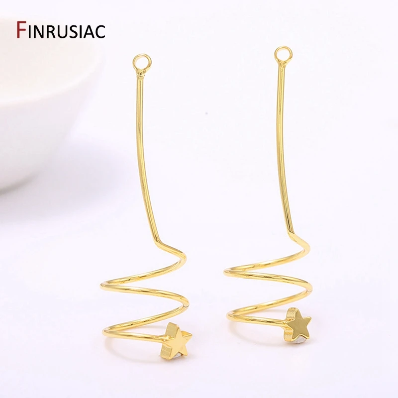 14k Gold Plated Jewellery Making Supplies Star Spring Shape Long Pendant For DIY Earrings Necklaces Components Wholesale