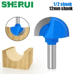 1PC 12mm 1/2in Shank Core Box Router Bit - 1/4 Radius Round bottom knife For Woodworking Cutting Tool