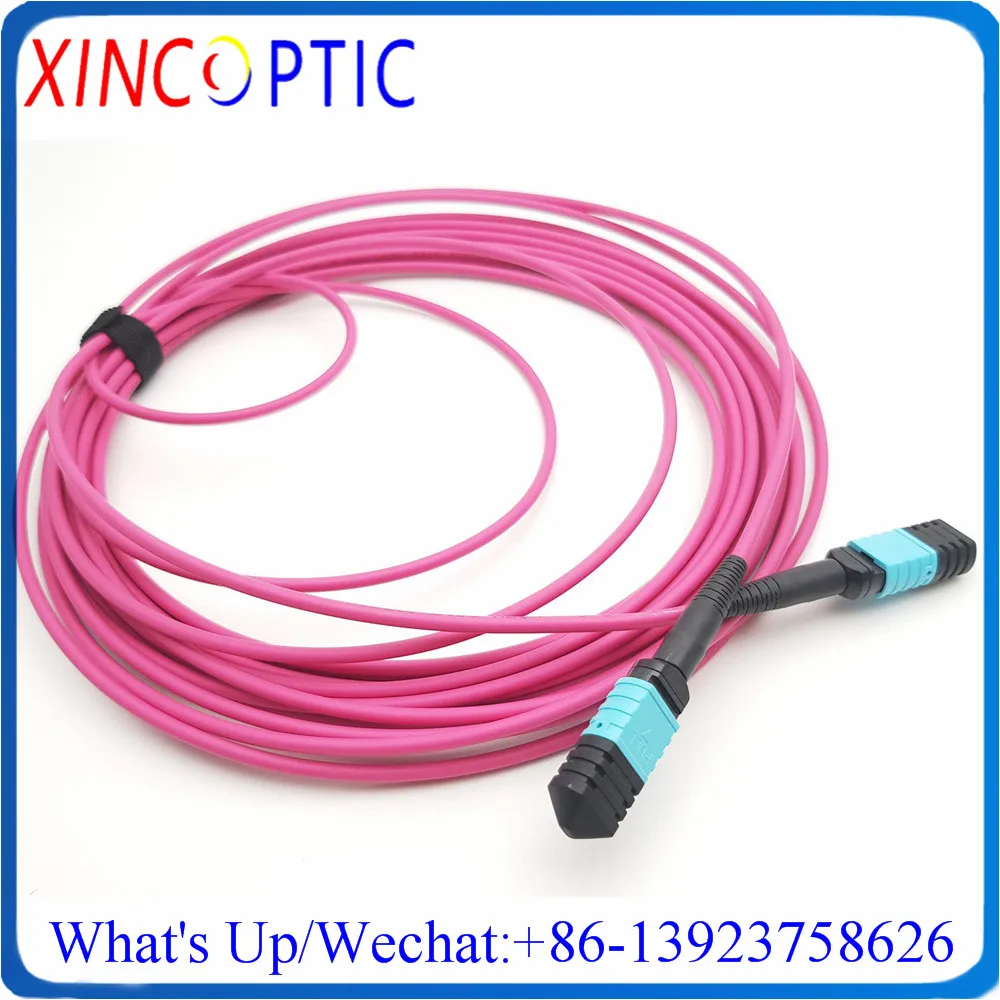 12C MPO F OM4 15M Fiber Patch Cord,15Mts 12F MPOUPC Male MPO/Female Multimode Fiber Optic Jumper 12Cores Patch Cord Trunk Cable