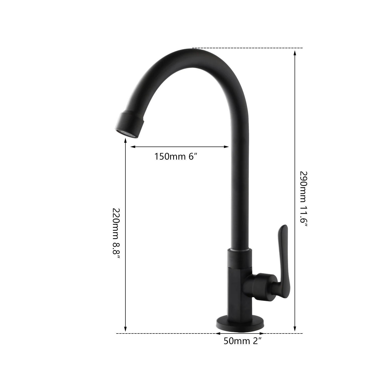 KEMAIDI Matte Black Kitchen Faucets 360 Swivel Bathroom Basin Sink Tap Crane Only Cold Water Faucet Deck Mounted Faucets