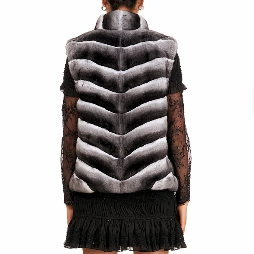 Gilet en fourrure de lapin Rex véritable, mode hivernale, garder au chaud