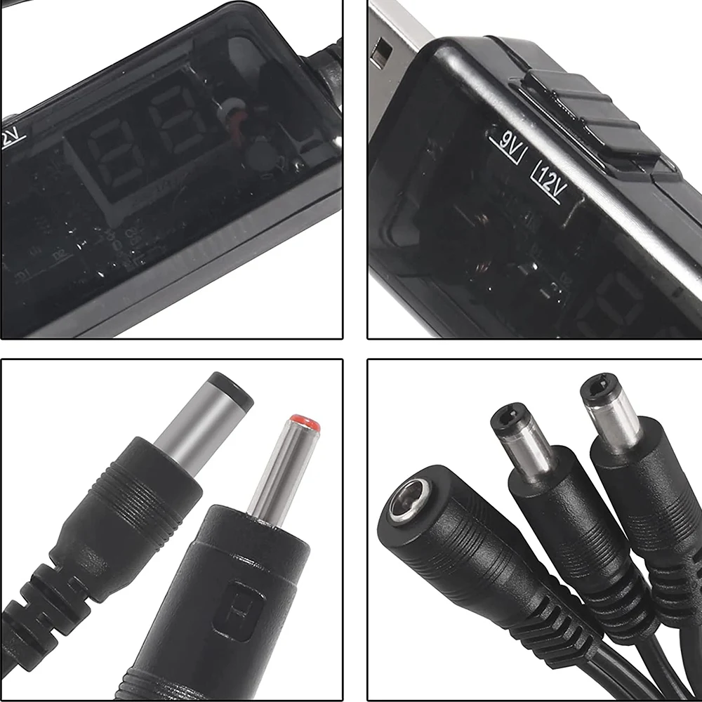 USB повышающий преобразователь постоянного тока от 5 В до 9 в 12 В USB повышающий преобразователь кабель + соединитель 3,5x1,35 мм для источника питания/зарядного устройства/преобразователя питания
