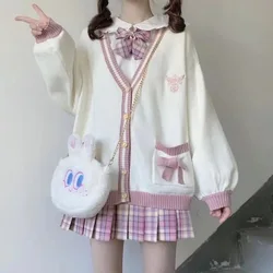 Japońskie dziewczyny Loli V-neck mundury JK śliczny słodki sweter kurtki kardigan kobiety Student School College Style Cosplay kostiumy