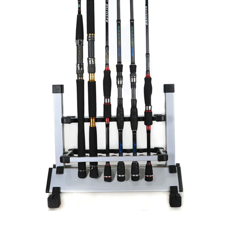 

Aluminum Alloy Fishing Rod Rack Holder Stand Fishing Pole Holder Organizer Rack Capacity 12PCS fishing rods Storage rack tools