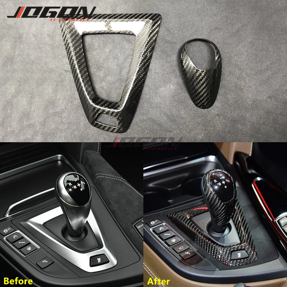 JOGON Carbon Fiber For BMW F87 M2 F80 M4 F82 M3 M5 F83 F85 X5M F86 X6M F13 Car Gear Shift Knob Cap Cover Sticker Panel Trim