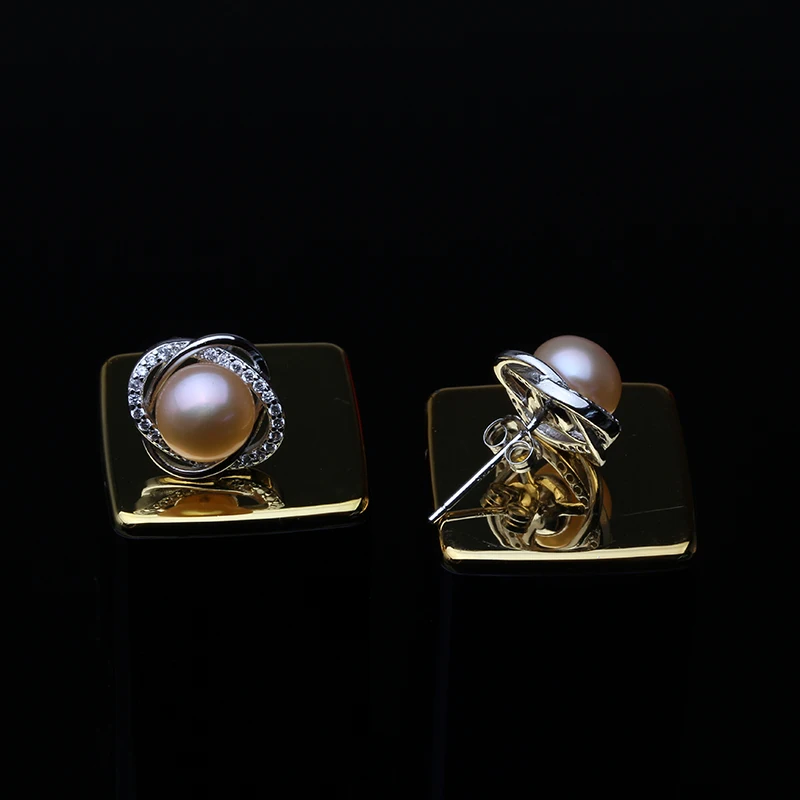 Echte Halskette-Ohrring-Sets aus 925er-Sterlingsilber für Damen, klassische Hochzeit, natürliche Perlen-Anhänger-Sets, Weiß, Schwarz, Grau, Geschenk – Detail 12