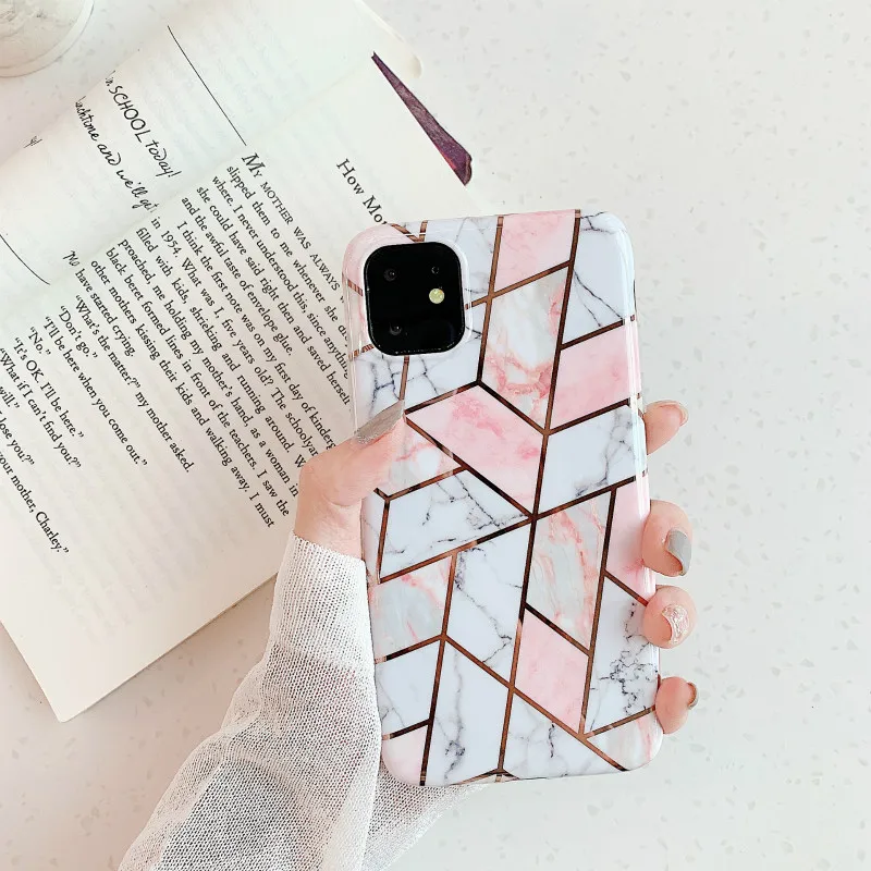 Plating Geometric Phone Case for iPhone 12 12 pro max shockproof Silicone Protective Cover Cases for iphone 6 6s 7 8 x 8 plus