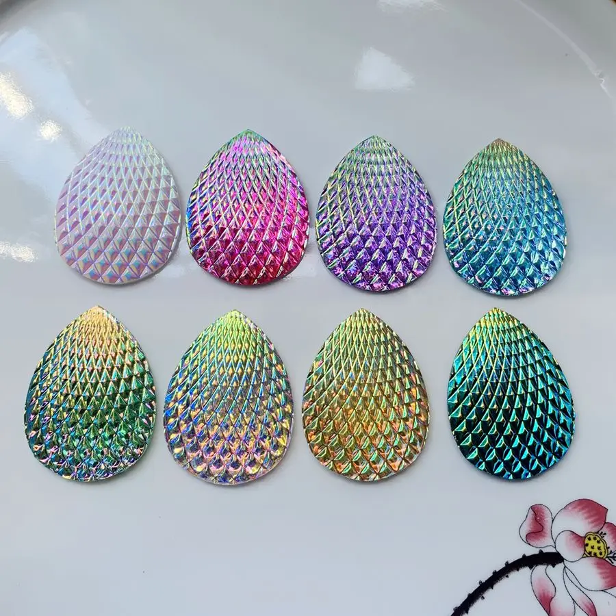 Large shell surface drop shape resin flat back Aboriginal earrings decorative Rhinestone DIY jewelry accessories 18pcs /lot